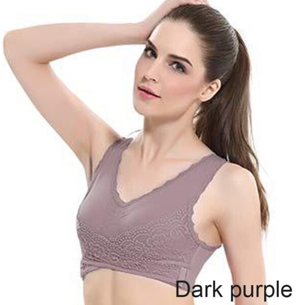 Front Cross Side Buckle Lace Side Non-Wire Sports Fitness Bra - Image 8