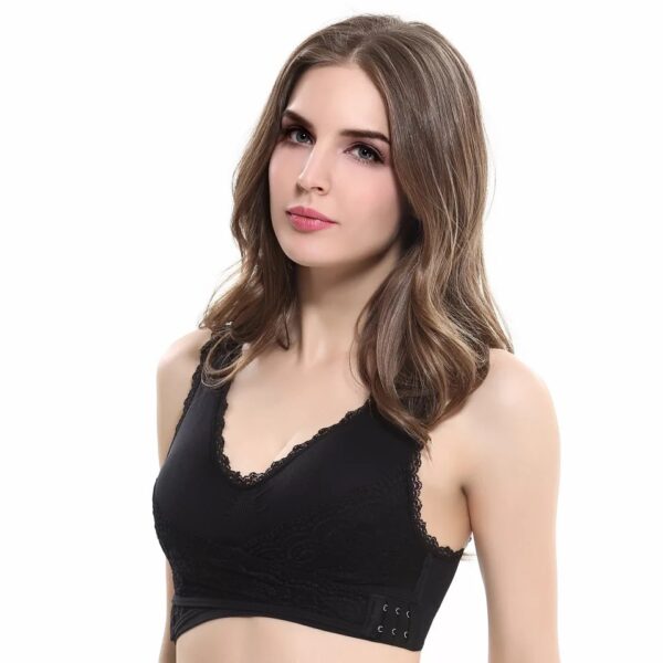 Front Cross Side Buckle Lace Side Non-Wire Sports Fitness Bra - Image 2