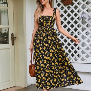 Women's Lace Up Slit Printed Vacation With Summer Halter Dress